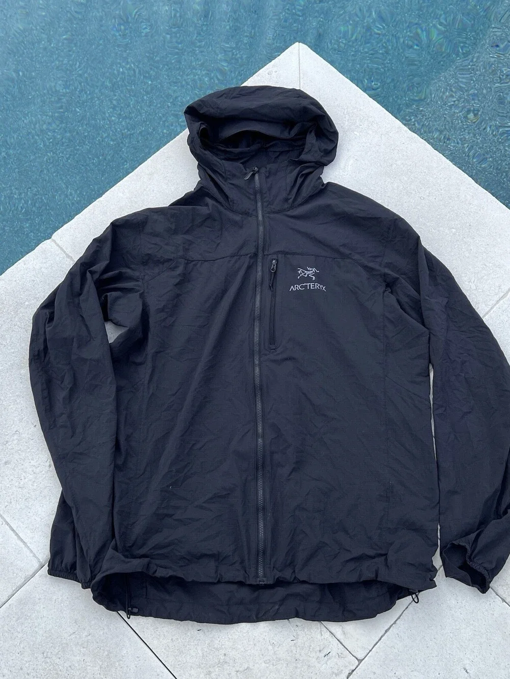 Arc'teryx SQUAMISH HOODY hoodie nylon jacket Large L  nylon Black Wind Packable